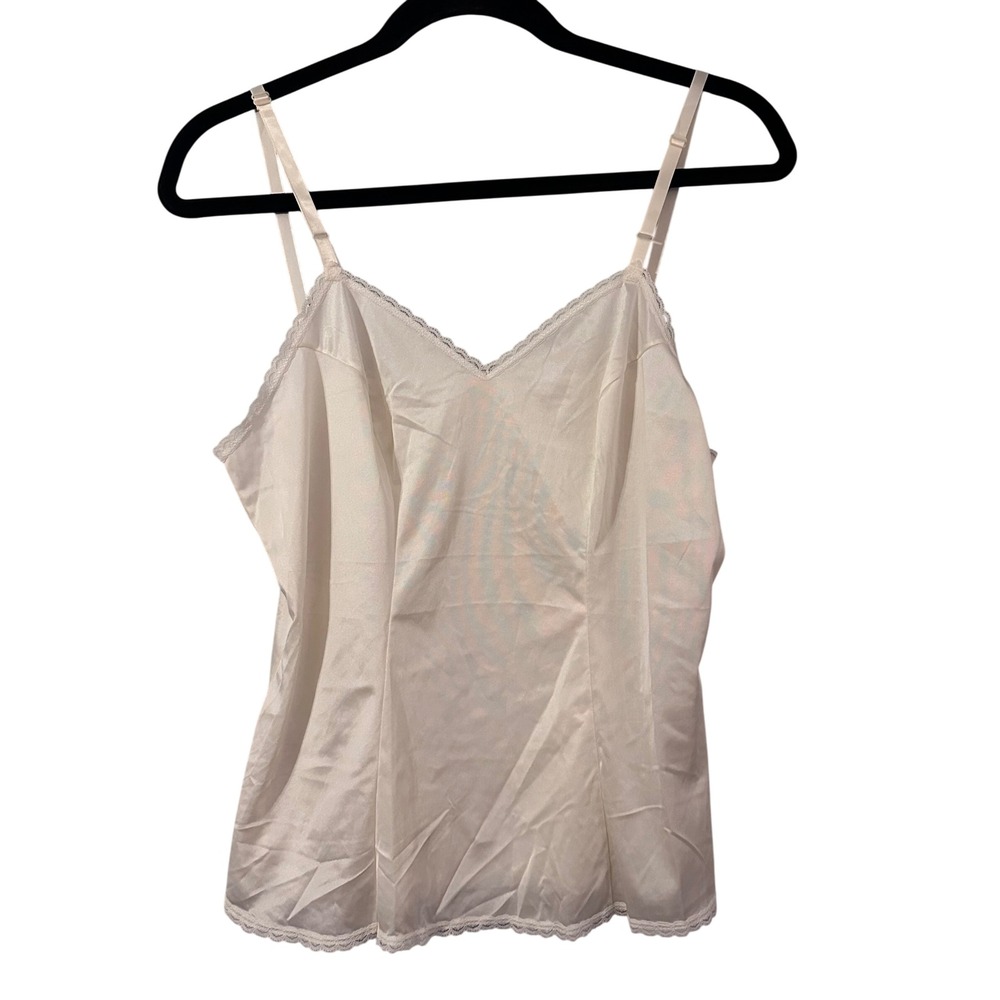 Vanity Fair Style 17 701 White Lace Trimmed Camisole Slip Tank Top 36 42